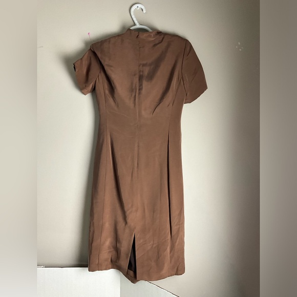 Lafayette 148 Brown Short Sleeve Wrap Sheath Dress - Picture 3 of 5
